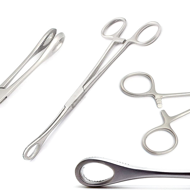 OdontoMed2011® 6" Mini Sponge Body Piercing Forceps Foerster Sponge Forceps Locking Clamp Serrated Tips Straight Stainless Steel Silver