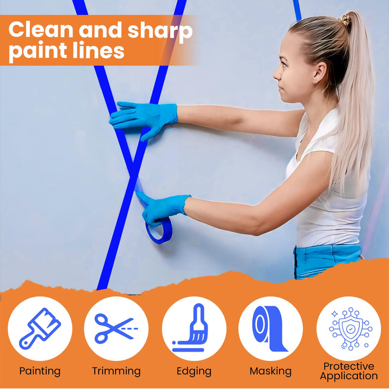 Painter’s Tape – 2 inch/ 1.88 inch x 60 yds Masking Tape Rolls – Paint Tap for Wall, Trim, Glass, Metal – Fine Line Tape for Precise Lines, Edges – Residue-Free Blue Painters Tape-Single Roll 2 Inch/1.88 (Single Roll)