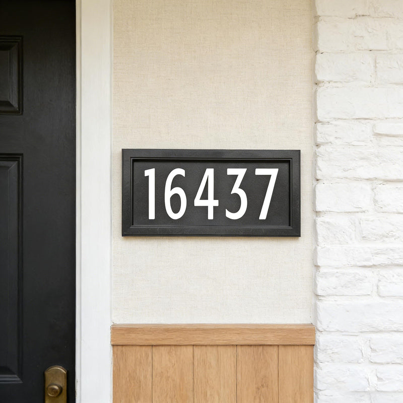 Address Number Sign 14.4" x 7.0" ABS Plastic, Includes 4 Sets 4 Inch 0-8 Number Stickers, Mounting Screws & Expansion Tubes, Fits 4-5 Digits for Home Wall Door