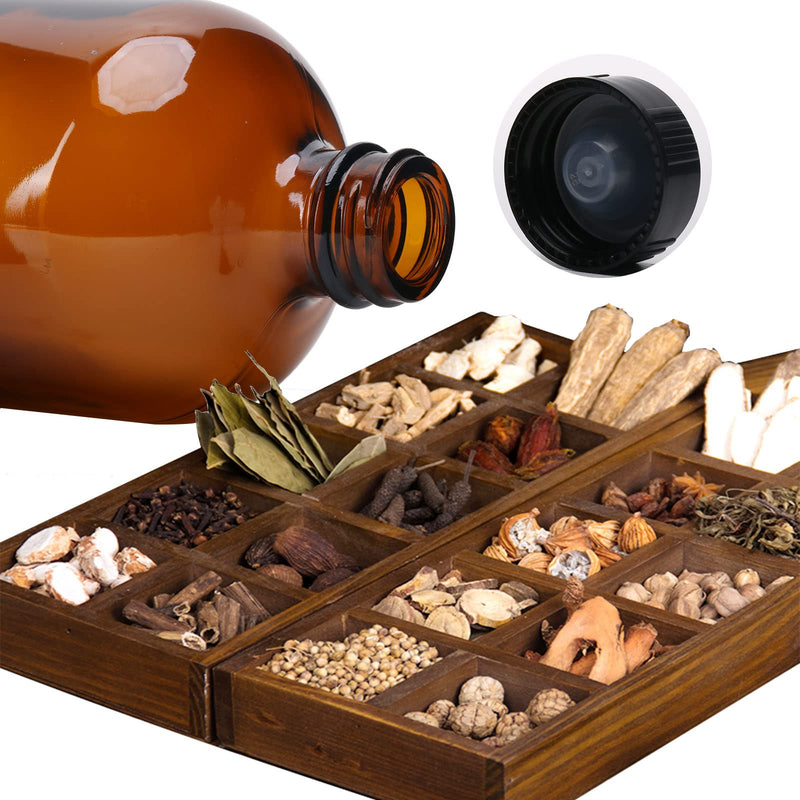 2pcs 16oz Amber Glass Boston Round Bottles with Air Tight Seal Phenolic Poly Cone Caps.Perfect Glass Containers for Secondary Fermentation,Storing condiment,Homemade Essential Oils,plant,kitchen - NewNest Australia