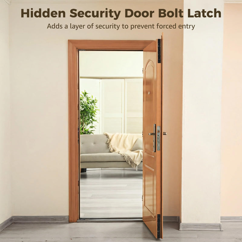 4 PCS Hidden Door Bolt Latches, 6 in Stainless Steel Concealed Latch Lock for Double Doors, Invisible Sliding Bolt for French Doors, Includes Mounting Screws, Spacers for Enhanced Home Security
