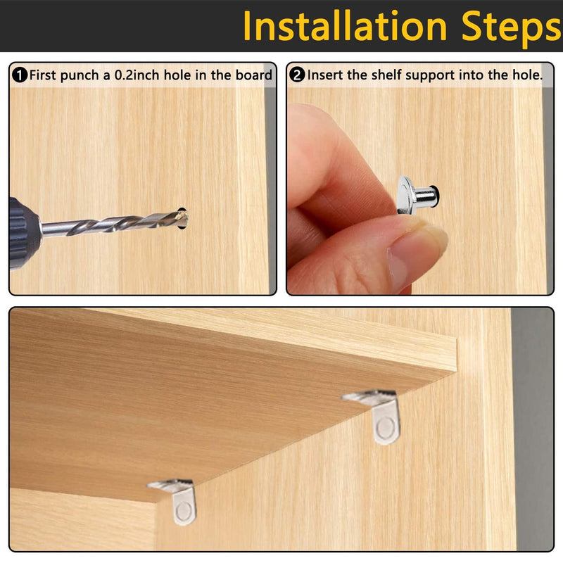5mm Shelf Support Peg，Support Cabinet Shelf Pins，Shelf Bracket Pegs with Hole，L-Shaped Nickel Plated Furniture Replacement Peg for Bookcase Kitchen Closet Shelf Shelves Furniture Cabinet 30PCS