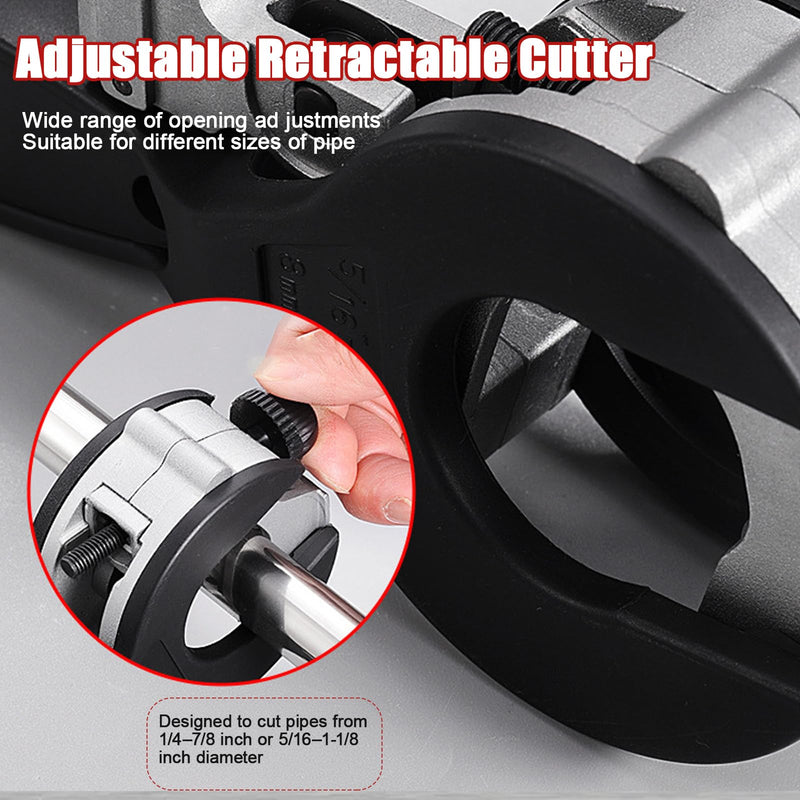Ratcheting Pipe Cutter Tool,Ratchet-Type Tube Pipe Cutter,One-Hand Fast Pipes Cutting Tool,for Cutting 5/16-1-1/8 Inch Pvc Stainless Steel Copper Aluminium,Quick Cut Ratcheting Tubing(Black,1/4"–7/8") 1/4"–7/8" Black