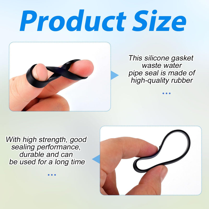 10pcs Cone Silicone Seal Ring, Waste Pipe Seal Ring Plumbing Washers Rubber Gasket for 1-1/2 Inch Pipe Shower Drain Kitchen Sink Tube Faucet