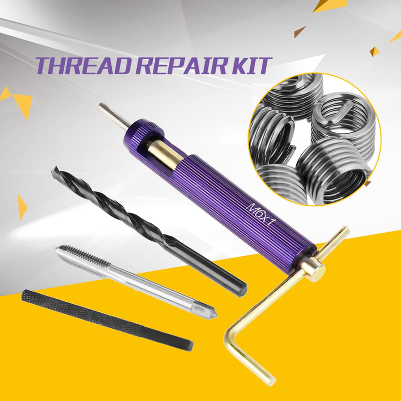Thread Repair Tool, 54pcs M6 Stainless Steel Wire Thread Insert Combination Tool Set, Thread Repair Kit Helical Coil, Metric Inserts Kits