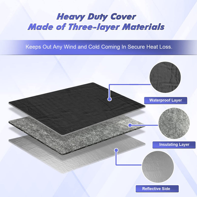 Waterproof Insulated Indoor Air Conditioner Cover for Inside Window AC Unit, 21''Wx 15''Hx 3.5''D- Black M (21x15x3.5")