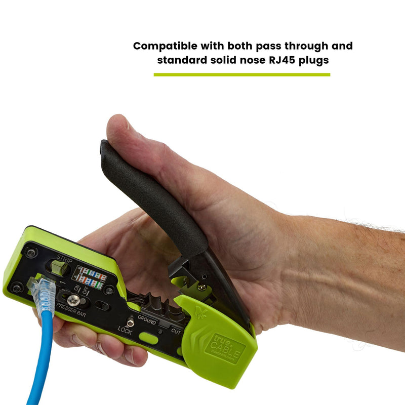 trueCABLE Crimp Tool for Pass Through RJ45 - All-in-One Ethernet Crimper, Cutter, Stripper - Works with Cat5e, Cat6, Cat6A Shielded and Unshielded Connectors trueCRIMP_V3
