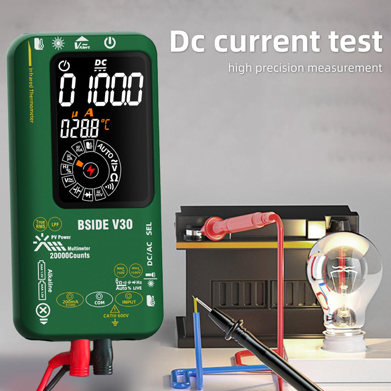 BSIDE 20000 Counts Digital Multimeter 1500V/750V Rechargeable Infrared Thermometer 0.1μA10μV Resolution Amp Tester D:S=10:1 Measure NCV Diode Capacitance Resistance Hz