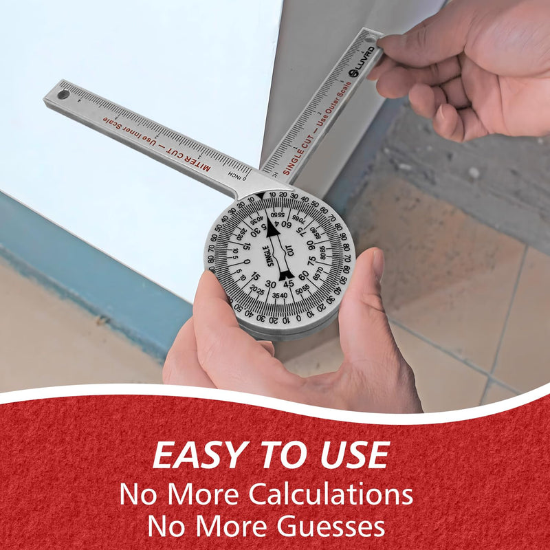 Miter Saw Protractor, Professional Miter Angle Finder for Woodworking Replaces the Model #505P-7 Miter Protractor Angle Finder with Measuring Rulers for Carpentry, Crown Molding Tool, Baseboard