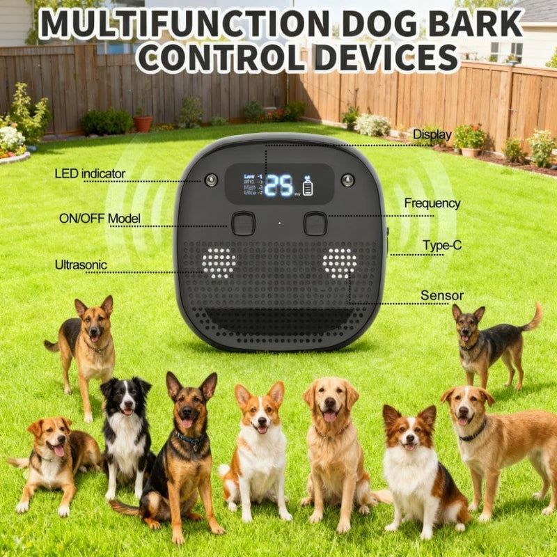 Dog Barking Control Devices, Anti Barking Device for Dogs with Remote Control, Ultrasonic & Sensor Technology, Rechargeable, Adjustable Modes & Frequencies, Bark Box Indoor Outdoor（Charcoal）