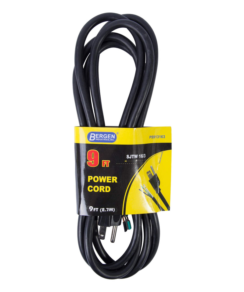 Inc PS913163 3-Wire Appliance and Power Tool Cord, 9 ft, 16 AWG, 13A/125V AC, 1625w , Black