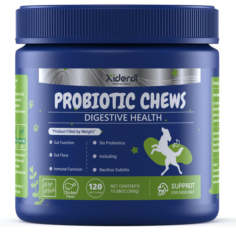 Dog Probiotic Soft Chews – 6-Strain Blend for Digestive & Immune Health – Supports Gut Balance, Reduces Gas, Tasty Daily Treat for Dogs-120 Count