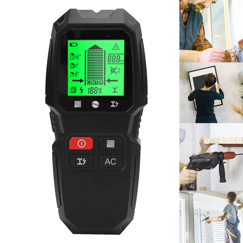 5-in-1 Stud Finder Wall Scanner with LCD Display | Electric Wire Finder, Wood and Metal Detector | High Accuracy Sensor for Cable, Stud Detection (Black)
