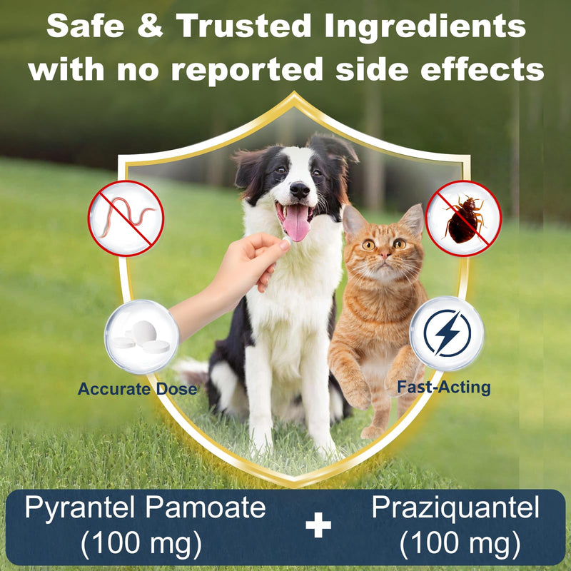 7-Way Dewormer for Medium & Large Dogs, Cats, and Kittens, for All Worms, Tapeworms, Roundworms & Hookworms, Gentle on Stomach, 30 Tablets