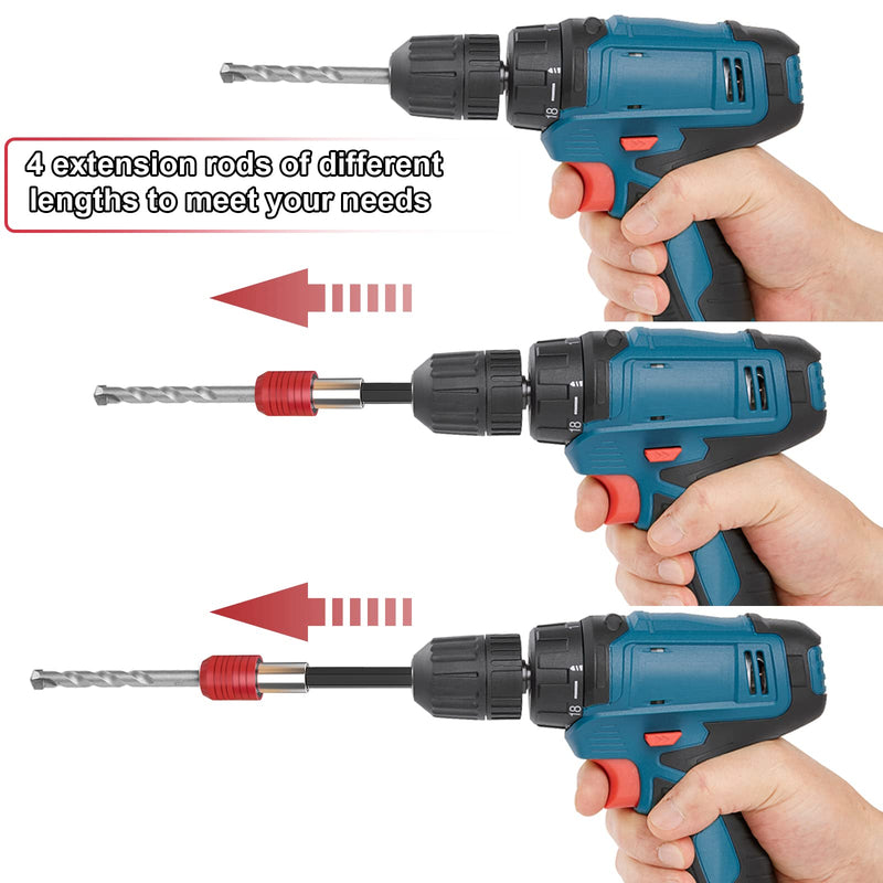 Drill Bit Extension Set,4Pcs Magnetic Drill Screwdriver Bit Holder Bar Chuck Adapter Extender 1/4 inch Hex Quick Release Bit Holder for Impact Driver Screws Nuts Drill