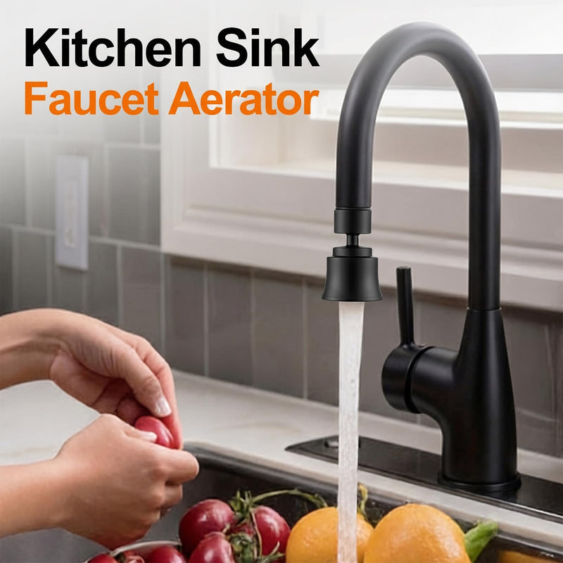 2 Pack Metal Faucet Aerator - Dual Modes Sink Sprayer Attachment for Bathroom - 360° Swivel Kitchen Faucet Sprayer Attachment - Anti-clogging Design - Black 2
