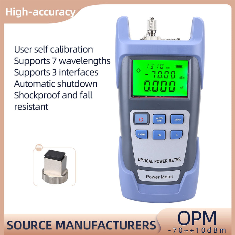 FTTH Fiber Optical Power Meter with Light Source SC FC Connector Optic Test Equipment for CCTV Communication Engineering OPM-70~+10dBm