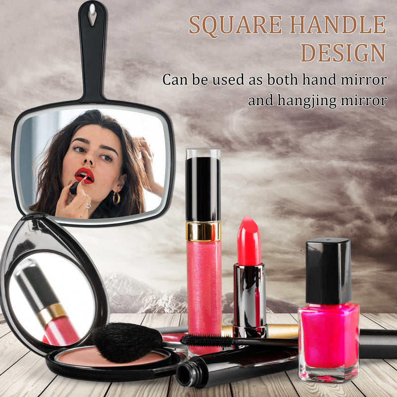 Geetery 12 Pcs Hand Held Mirrors with Handles Hand Makeup Mirrors Bulk Wall Mount for Women Cosmetic Bathroom Home Barber Salon Travel Portable Beauty School Gift, 6.69 x 9.45 Inch (Black) Black