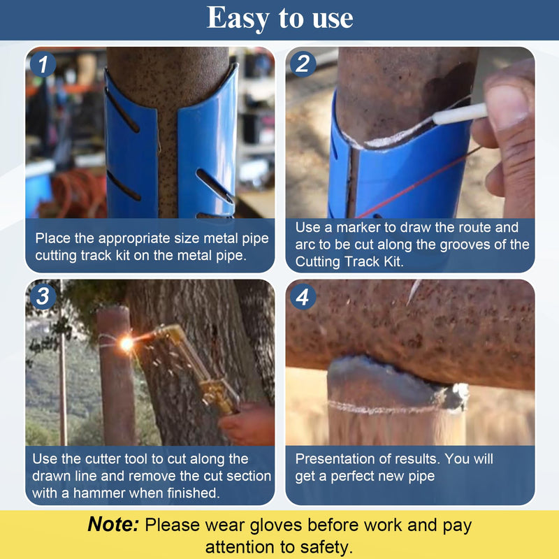 3Piece Magnetic Metal Pipe Cutting Guide Kit for Precision Cuts - (Includes Sizes: 1-7/8", 2-3/8", 2-7/8"), Guides Cuts at 45°, 90°, 22.5° and Saddle Cut, Pipe Marking Tool