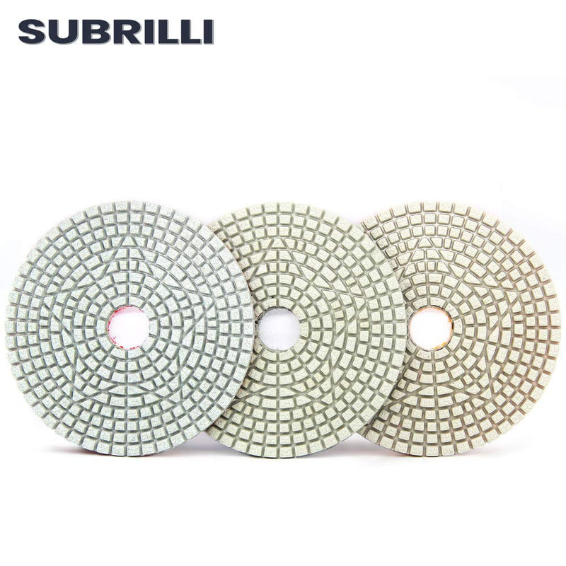 Wet Dry 3 Step Diamond Polishing Pads 4-inch for Granite Marble Quartz Concrete 3-pcs/Lot
