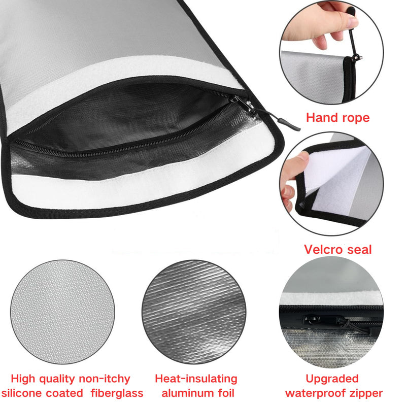 Fireproof Document Bag – Waterproof Fireproof Money Bag for Cash with Zipper, Fireproof Pouch for Important Document Storage | Fireproof Bags for Documents,Money (Silver Gray, Inside Size 15“ x 11") Inside Size 15“ x 11" Silver Gray