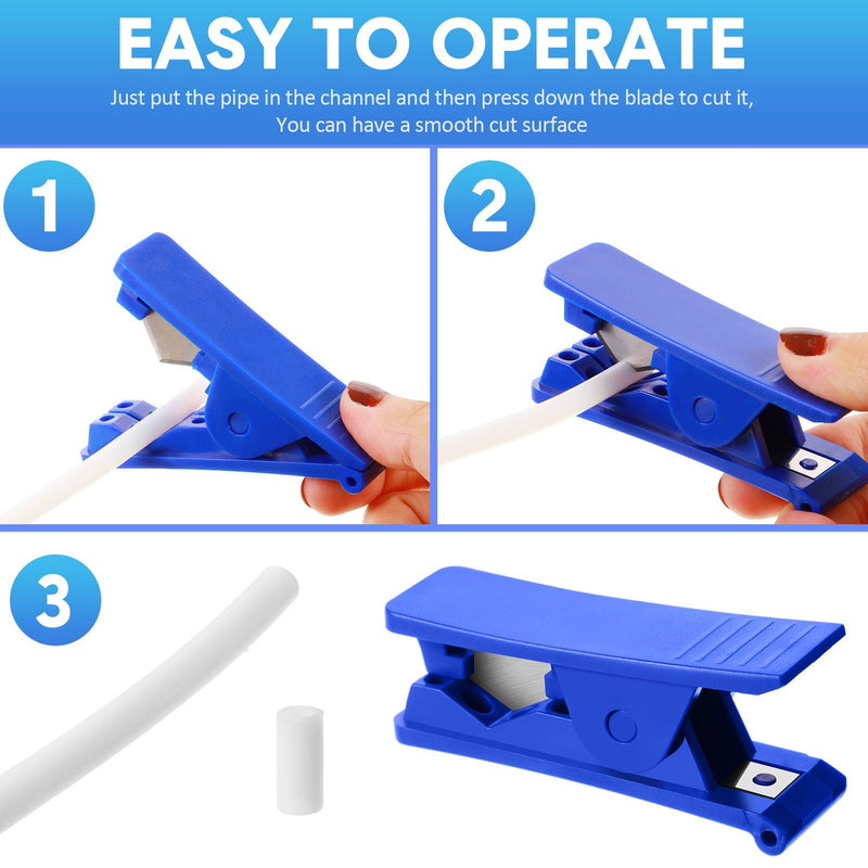 PTFE Plastic Tubing Cutter Hose Tube Cutter Pipe Cutter Accurate Tube Cutting Tool for Nylon PVC PU Tube and Hose Cut up to 3/4 Inch OD Tube (Blue, 3 Pieces) Blue