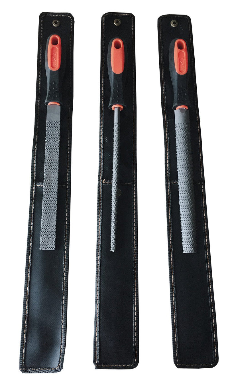 8" Wood Rasp File Set with Rubber Grip - Includes Hand Cut Round, Half-Round, and Flat Rasp File Kit - Curved and Flat Tools(3 Pcs) The Color of Packing Bag is Random 8 inch Wood rasp