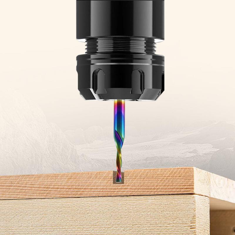10 Pcs CNC Downcut Router Bits 1/8" Shank, 1/16" Cutting Dia. 2-Flute Flat Nose Carbide End Mill with DLC Coating, 1/2" CL, 1-1/2" OVL.Solid Carbide CNC Bit for Wood PVC MDF Hardwood Engraving 1/16"
