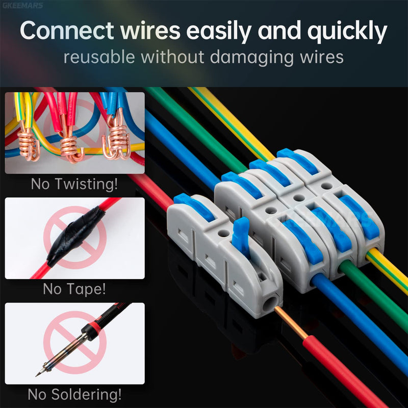 GKEEMARS 50 Pcs Wire Connector, 1 Conductor Compact Wire Splicing Connectors for Circuit Inline 24-12 AWG (Blue)