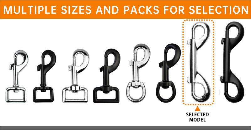 Garwor 4.7 inch Double Ended Bolt Snaps Hooks, 2 Pack 600lbs Weight Capacity, Heavy Duty Trigger Snap for Dog, Extra Large Zinc Alloy Trigger Chain Clips (Silver)