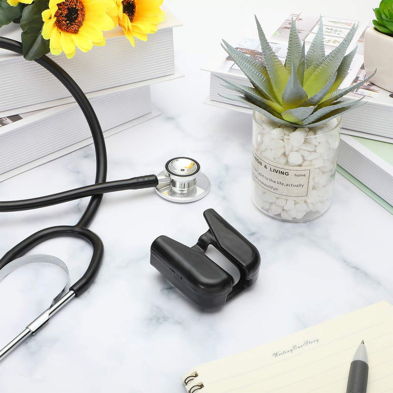 Black Stethoscope Holder Waist Belt Stethoscope Clip Lightweight Stethoscope Holster Plastic Stethoscope Tube Holder, Fits Most Stethoscopes (2) 2