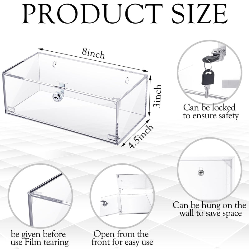 Refrigerator Medicine Lock Box with Keys and Mounting Hardware 8 x 4.5 x 3 Inch Wall Mount Locking Medicine Box Clear Acrylic Wall Cabinet, First Aid Kit for Emergencies Home Use