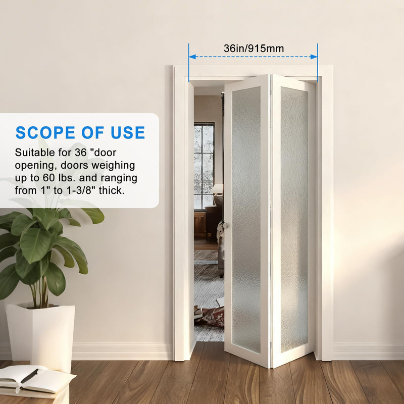 Bifold Door Hardware Kit with 36-inch One-Piece Track, Bi-fold Closet Door Track Kit, Bifold Closet Door Hardware Kit, Folding Door Hardware Repair Replacement Tool Kit (36 INCH) 36 Inch Track