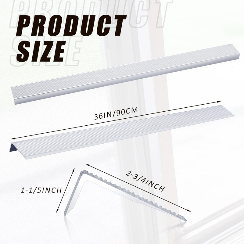 Yaocom 2 Pcs 36" x 2-3/4" x 1-1/5" Door Thresholds for Exterior Doors Aluminum Window Door Sills Edging Ledge Guard Protectors Sill Nosing Stainless Steel Non-Slip Strip for Door Window Sills Edge