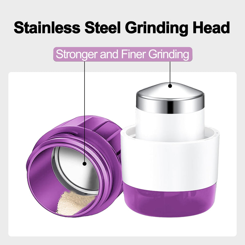 DUBSTAR 3-in-1 Pill Crusher Pill Grinder, Pill Crusher Fine Powder with Brush, Pill Crushers for Elderly with Pill Cutter and Storage, Pill Cutter Splitter for Small or Large Pills (Purple) Purple
