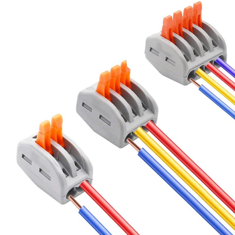 Lever Nut Wire Connector, 5 Port PCT-215, 50 Pack, Assortment Conductor Compact Wire Connectors Terminal Block Wire Push Cable Connector 5 Pole-50 Pack - NewNest Australia