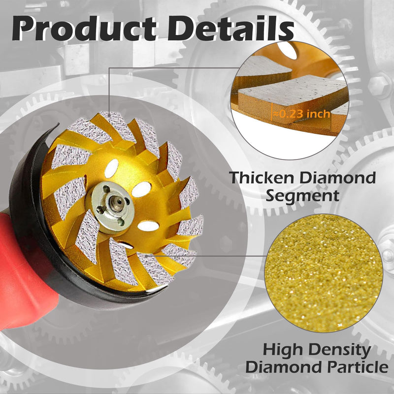 4 1/2 Inch Diamond Concrete Grinding Wheel, Turbo Segment Angle Grinder Wheel for Concrete, Stone, and Masonry, Heavy-Duty 4.5” Diamond Cup Wheel for Fast Grinding & Smoothing