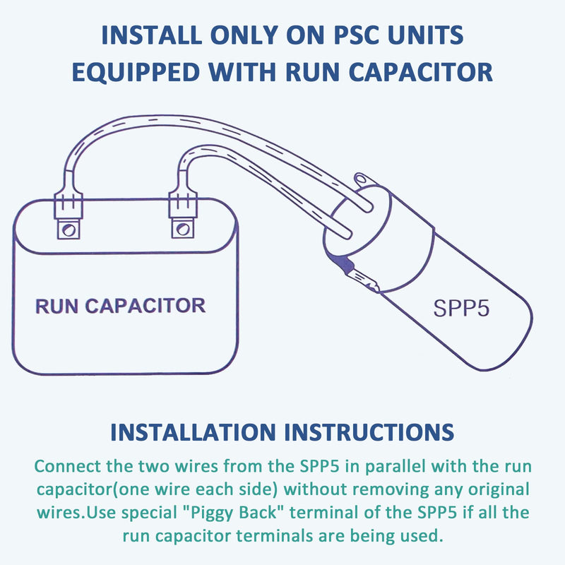 SPP5 Hard Start Capacitor for Air Conditioner,Increases Compressor Starting Torque 300% AC115V-288V from 4,000 BTU Window Units to 120,000 BTU Commercial Units(1/2 Thru 10 H.P.) by MIFLUS SPP5(Increases Torque 300%)