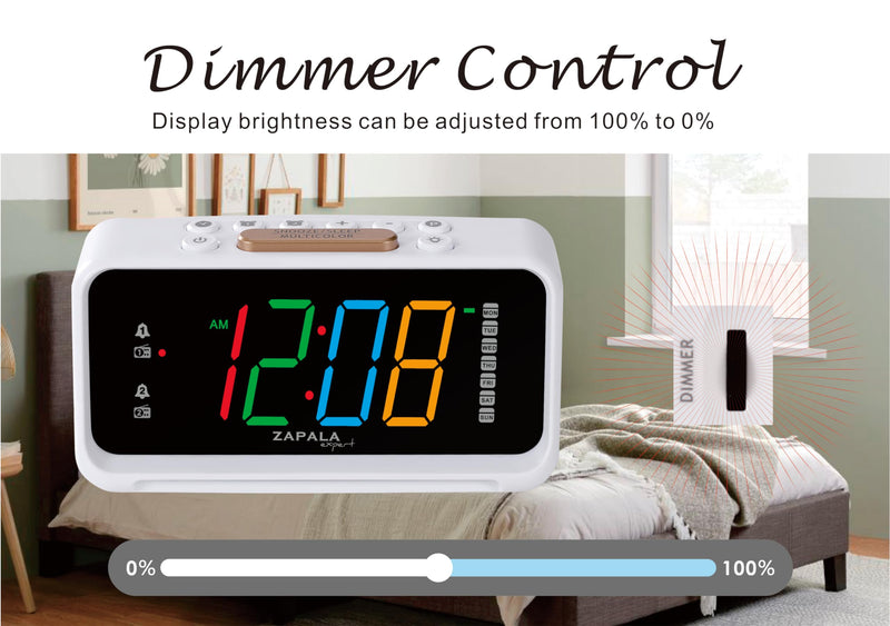 Alarm Clock Radio, 2 Alarms Jumbo LED Display Plug in Digital FM Clock Radio with USB Charging Port, Days Display, Adjustable Volume & Dimmer, Nightlight, Snooze for Deep Sleepers Kids