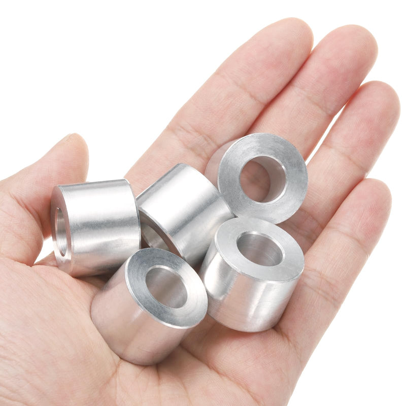 uxcell 10pcs Aluminum Spacer 1/2" Bore x 1" OD x 3/4" Length Screw Standoff Bushing Plain Finish Round Metal Spacer for 1/2 ID Screws Bolts and Rods 1/2" x 1" x 3/4" Silver Tone