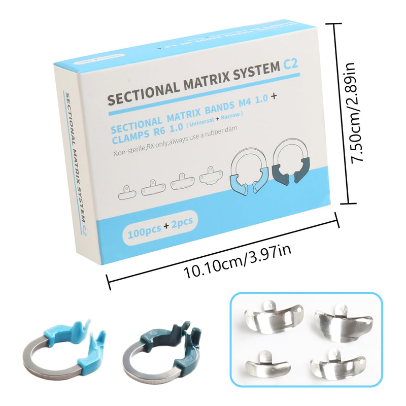 Dental Sectional Matrix System with NiTi Clamp Ring Contoured Bands C2 | Nickel-Titanium Clamp Ring, Resin Holder Clip Ring