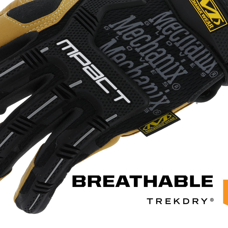 Mechanix Wear Material4x M-Pact Gloves - Abrasion-Resistant Gloves for Hand Safety - Machine Washable - Breathable - Secure Fit - Tear-Resistant - Durable - Brown/Black - Medium