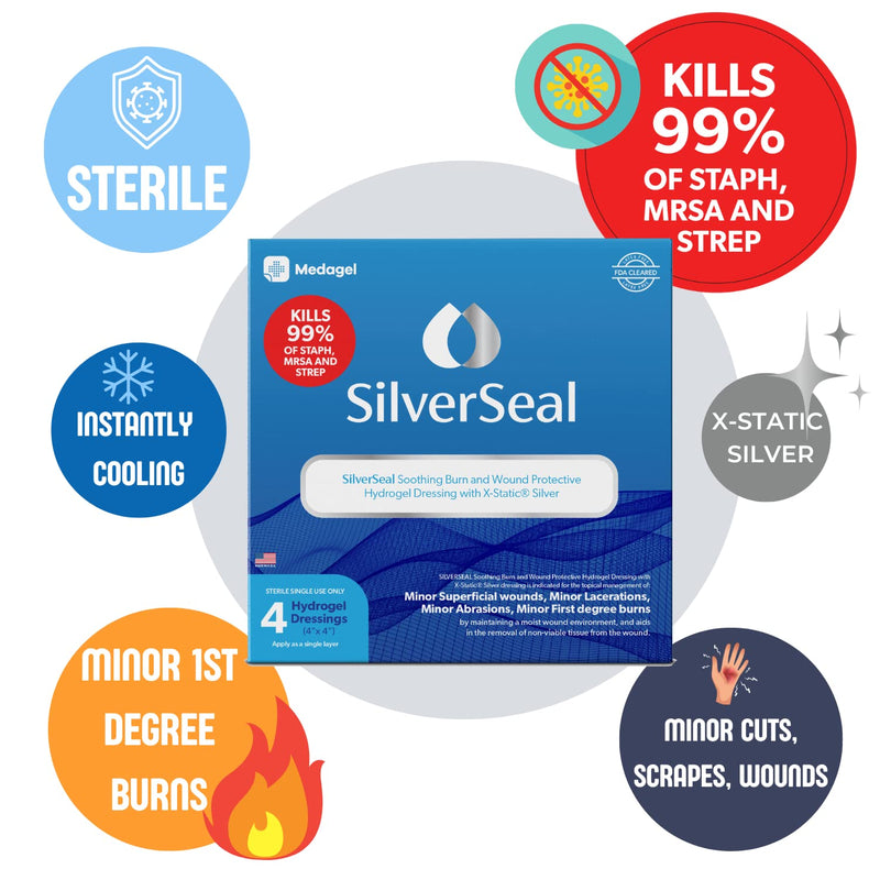 Hexagels Plus Aloe Vera Paraben Free Hydrogel Pads and SilverSeal Burn and Wound Dressing