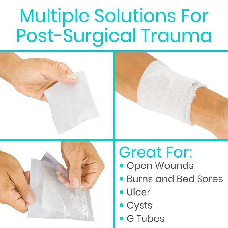 ViveCare Calcium Alginate Wound Dressing 4" x 4" (10 Pack)- Individually Wrapped, Sterile Gauze Pads - Absorbent Sterile Patches for Ulcer, Bed Sore, G Tube, & Diabetic Foot - Non-Stick Burn Treatment 4" x 4"