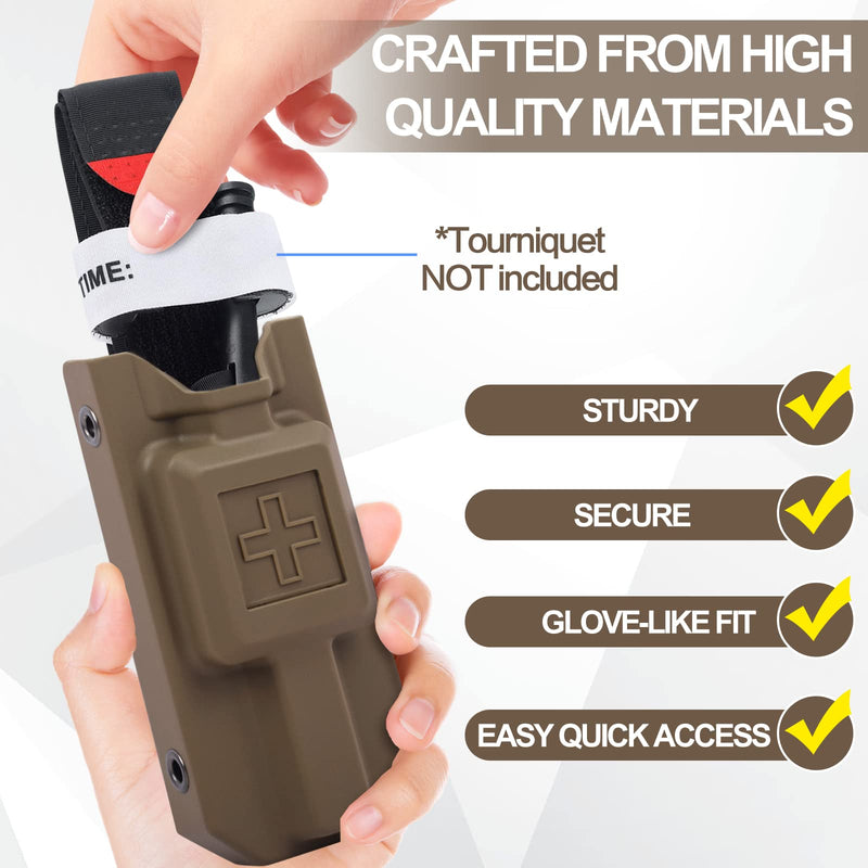 Tourniquet Holder, Tourniquet Case Pouch for CAT Tourniquets Gen 7 or Older, Rigid Tourniquet Case Holster for Duty Belt Fits Molle Equipment, Police Gear (Tourniquet Not Included) Brown plastics