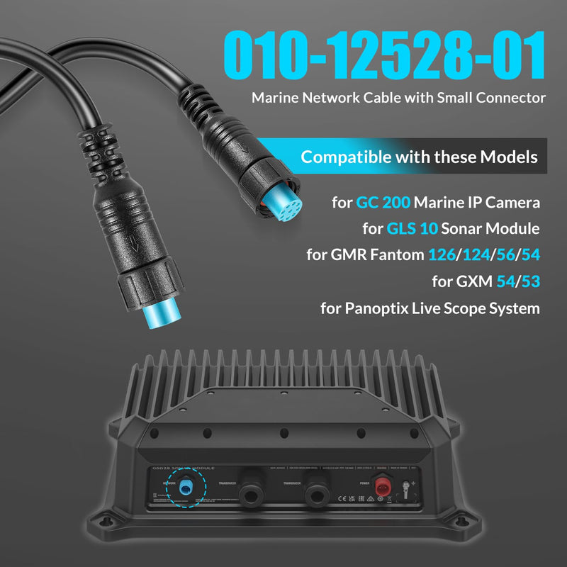 010-12528-01 Marine Network Cable 20 ft./6 m, Small Connector, for GC 200 Marine IP Camera, for GLS 10, GMR Fantom 126/124/56/54, GXM 54/53, for Panoptix LiveScope, Connect BlueNet Devices 20 ft / 6 m