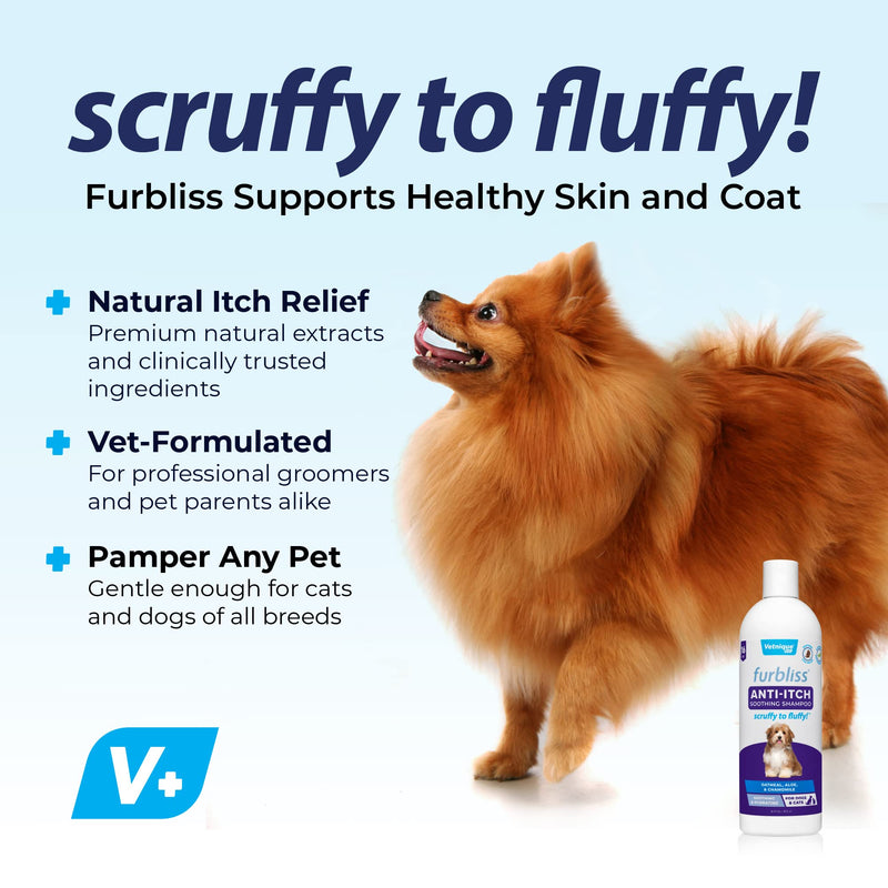 Vetnique Labs Furbliss Shampoo for Dogs with Itchy Skin, Hypoallergenic, Calming for Sensitive Skin Grooming Care Puppy Shampoo (Anti-Itch) Anti-Itch - PawsPlanet Australia