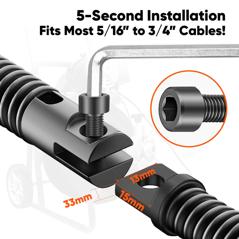 8-Piece Drain Snake Kit for 5/16" to 3/4" Cables – Heavy-Duty Manganese Steel Cutters for Roots, Grease & Stubborn Clogs – Includes Storage Case & Metal Ring 8-piece