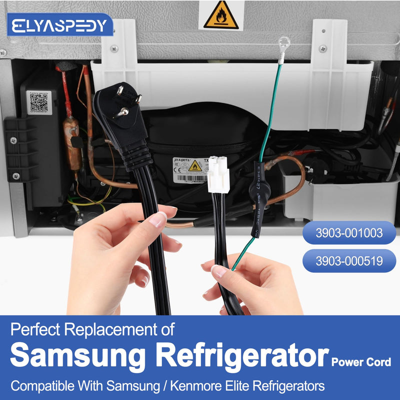 2025 Upgraded 3903-001003 3903-000519 Refrigerator Power Cord for Samsung,Compatible with RH29H8000SR/AA-00, RF261BEAEWW/AA-01 etc,Replace Fridge Power Cord 3903-000786 3903-000796 etc