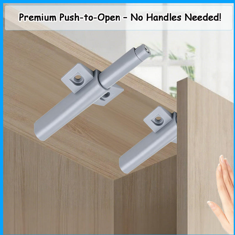 Push To Open Door Latch Cabinet Hardware CBRIVE Magnetic Push Latch & Lock for Hidden Framed & Frameless Kitchen Door Magnet Touch Release Drawer Opener Strong Spring Slim Tip-On Closure (Gray, 8Pack) 8 Pack Gray